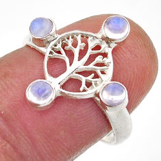 1.32cts solitaire rainbow moonstone 925 silver tree of life ring size 7.5 y91334