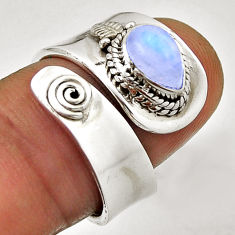 2.24cts solitaire rainbow moonstone pear silver adjustable ring size 7 n35468