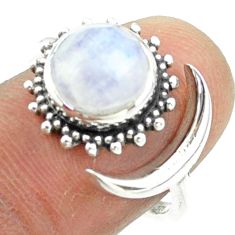 3.36cts solitaire rainbow moonstone silver adjustable moon ring size 8 t77919