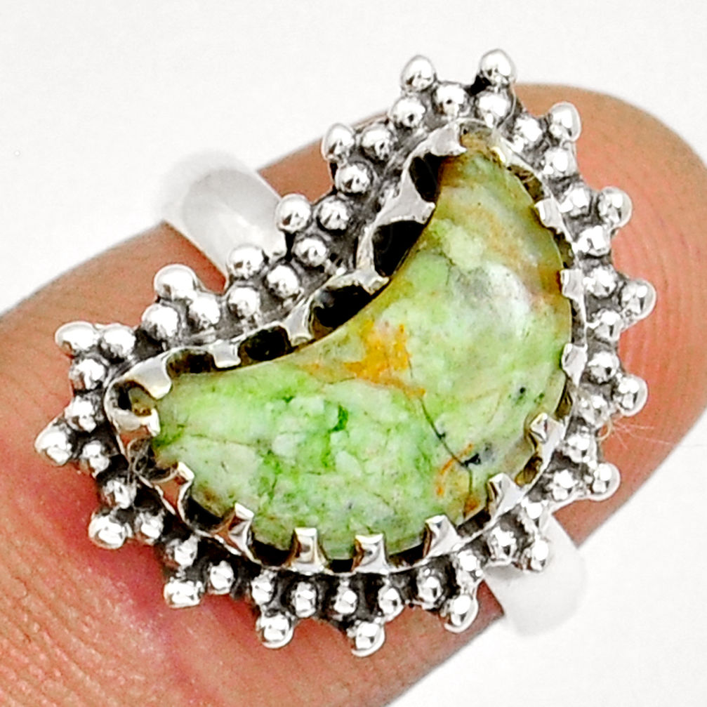 5.83cts solitaire rainforest rhyolite jasper moon silver ring size 6.5 y12464