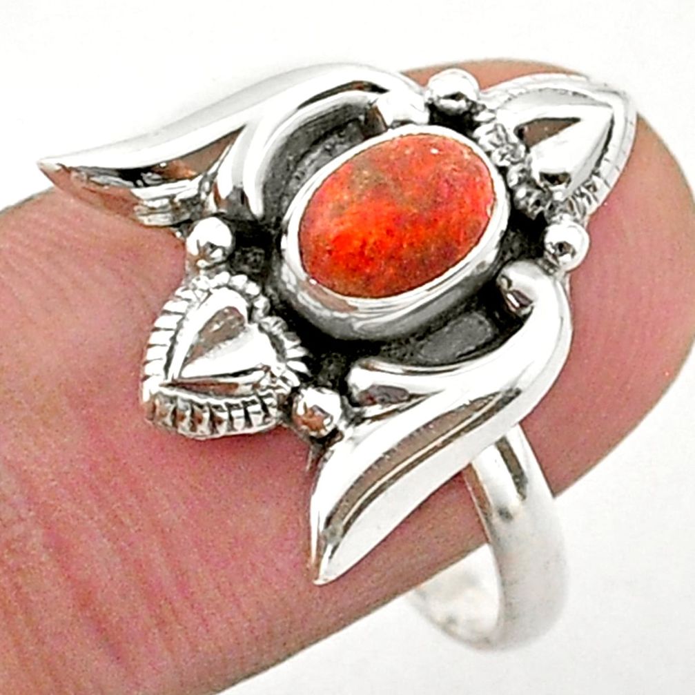 1.47cts solitaire red copper turquoise 925 silver heart ring size 9 t40746