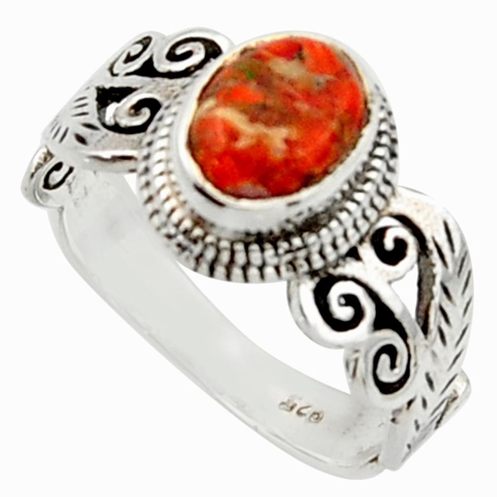 2.12cts solitaire red copper turquoise 925 sterling silver ring size 8 r40730