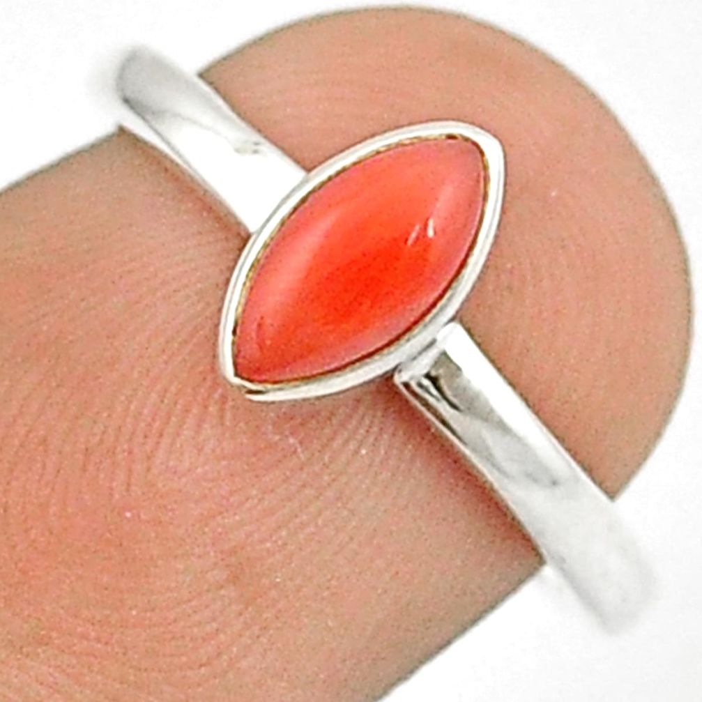 2.07cts solitaire red coral 925 sterling silver ring jewelry size 6 u27669