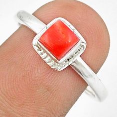 0.92cts solitaire red coral 925 sterling silver ring jewelry size 9 u27665