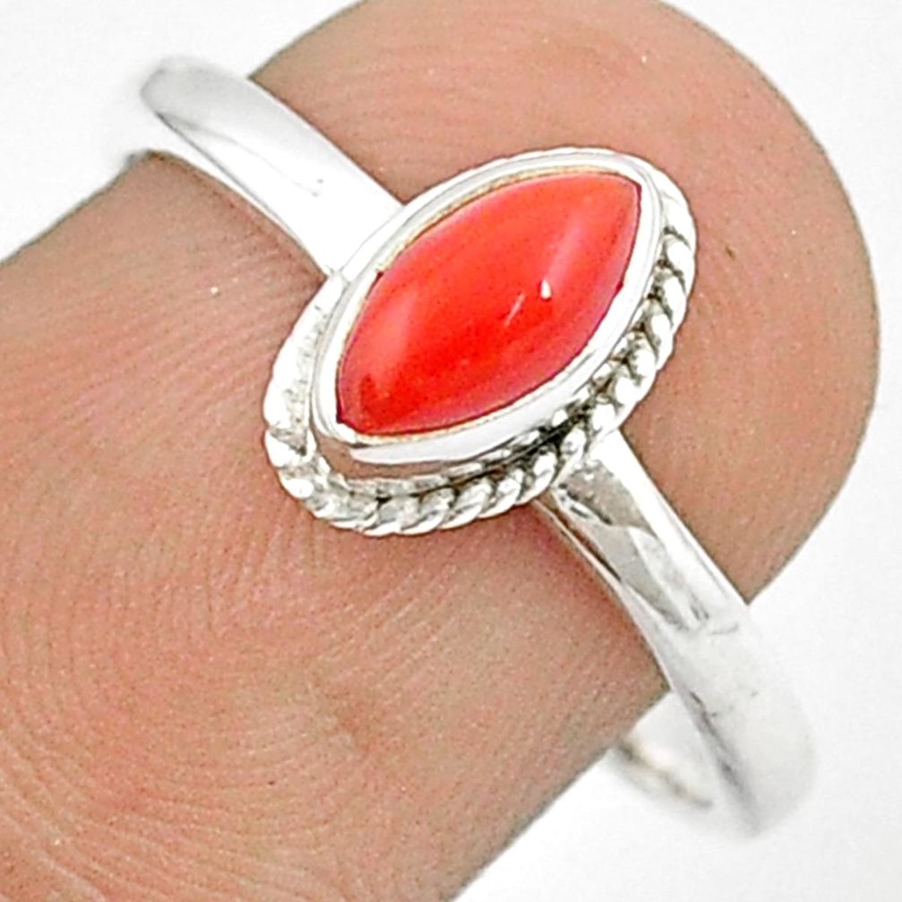 2.07cts solitaire red coral 925 sterling silver ring jewelry size 8.5 u27678