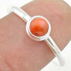 0.89cts solitaire red coral 925 sterling silver ring jewelry size 8.5 u55128