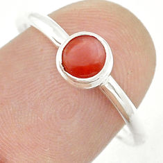 0.90cts solitaire red coral 925 sterling silver ring jewelry size 7.5 u55131