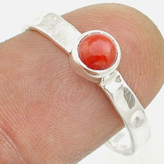 0.82cts solitaire red coral 925 sterling silver ring jewelry size 8.5 u55139