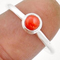 0.71cts solitaire red coral 925 sterling silver ring jewelry size 8.5 u90904