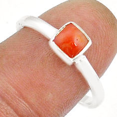 0.80cts solitaire red coral 925 sterling silver ring jewelry size 8.5 u90915