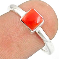 0.92cts solitaire red coral cushion 925 sterling silver ring size 7 u27653