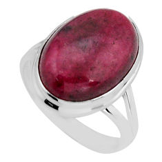 13.38cts solitaire rhodonite in black manganese 925 silver ring size 9 y80358