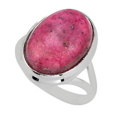13.09cts solitaire rhodonite in black manganese 925 silver ring size 8.5 y82129