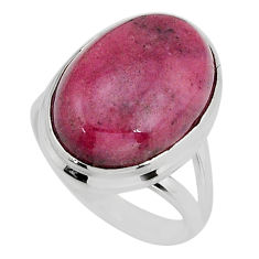 13.05cts solitaire rhodonite in black manganese oval silver ring size 7 y80359