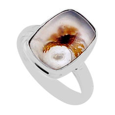 6.27cts solitaire scenic russian dendritic agate 925 silver ring size 7.5 n45446