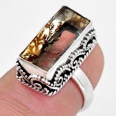 6.49cts solitaire scenic russian dendritic agate 925 silver ring size 5.5 y2905