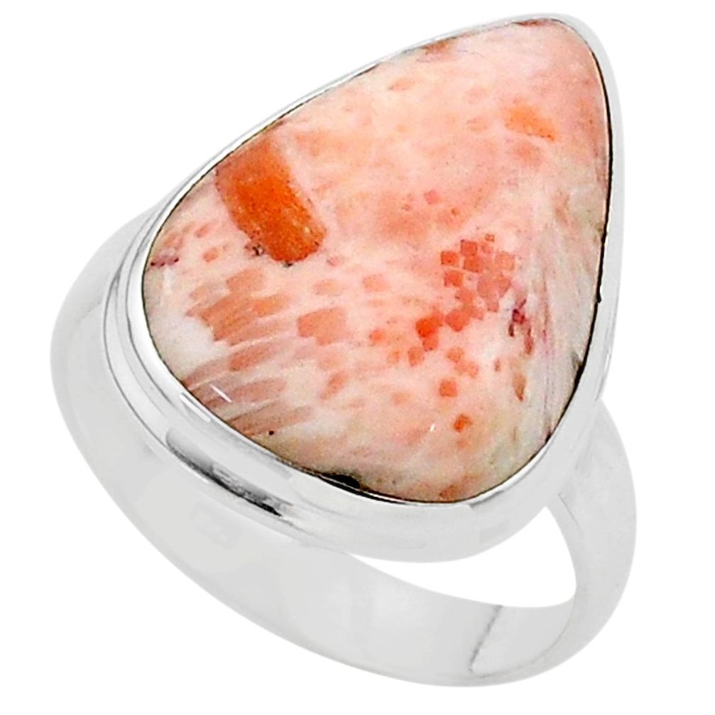 16.17cts solitaire scolecite high vibration crystal silver ring size 11 t24645