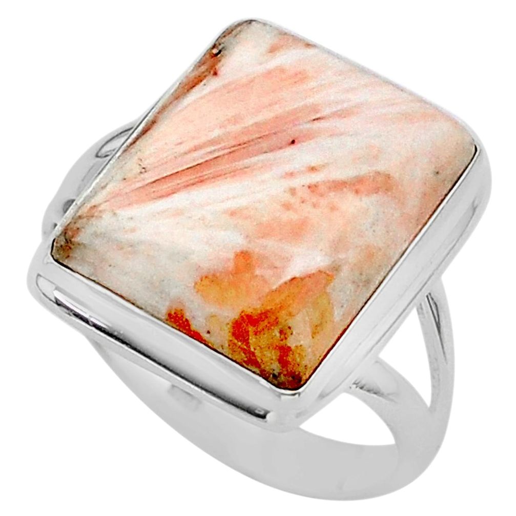 17.69cts solitaire scolecite high vibration crystal silver ring size 11 t24654