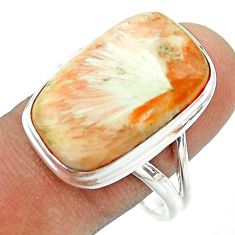 15.71cts solitaire scolecite high vibration crystal silver ring size 11 t54237