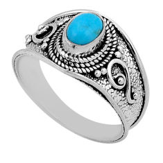 1.49cts solitaire sleeping beauty turquoise oval 925 silver ring size 8.5 n42884