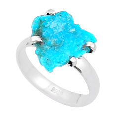 4.83cts solitaire sleeping beauty turquoise rough 925 silver ring size 7 u38050