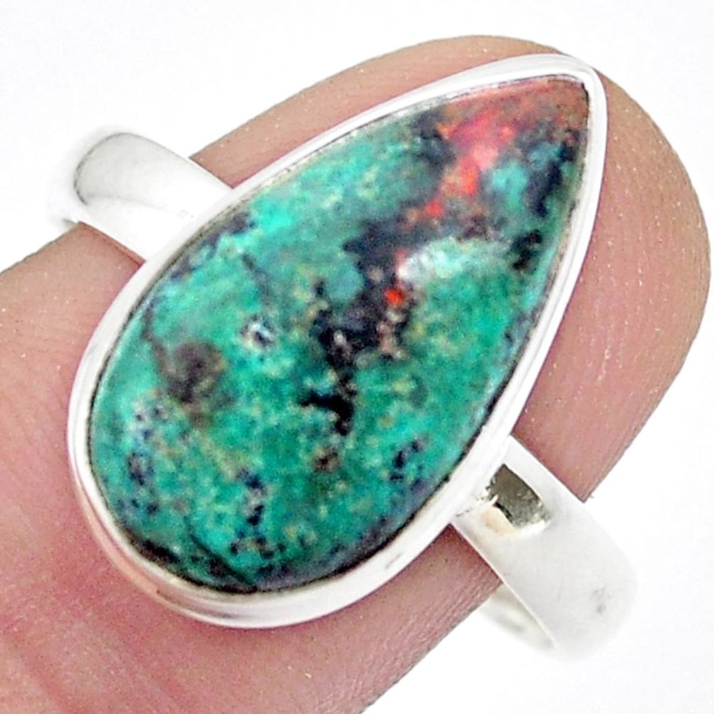 Solitaire sonora sunrise (cuprite chrysocolla) 925 silver cocktail ring size 10 u43993