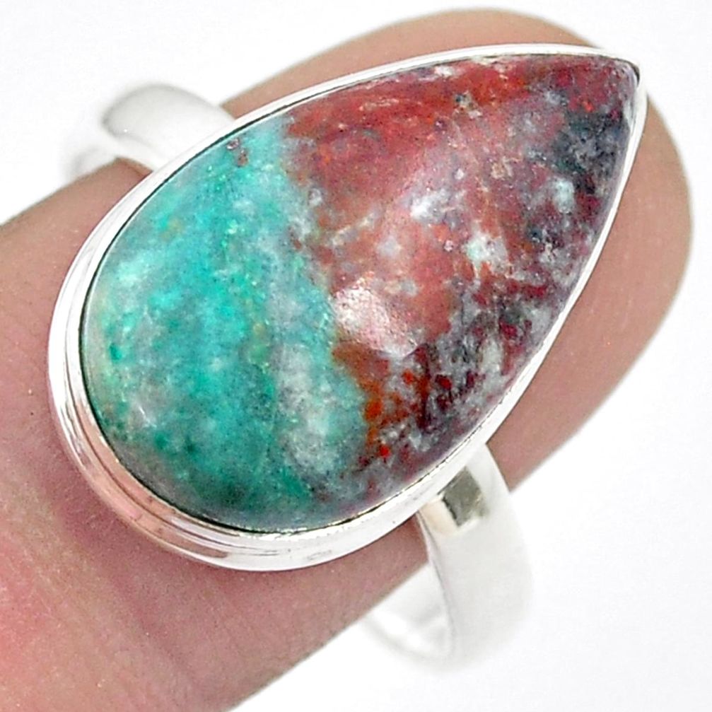 Solitaire sonora sunrise (cuprite chrysocolla) 925 silver cocktail ring size 10.5 u43984