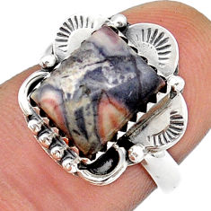 3.74cts solitaire sonoran dendritic rhyolite 925 silver ring size 6.5 u90629