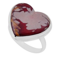 14.61cts solitaire sonoran dendritic rhyolite heart silver ring size 10 n31769