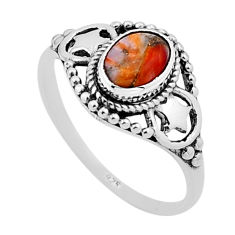 1.39cts solitaire spiny oyster arizona turquoise 925 silver ring size 6.5 n54690