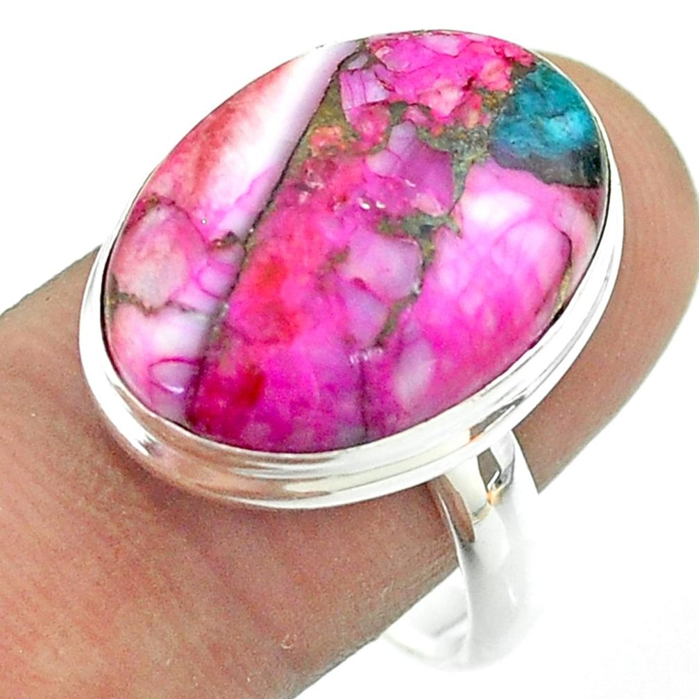 13.77cts solitaire spiny oyster arizona turquoise 925 silver ring size 10 t54182