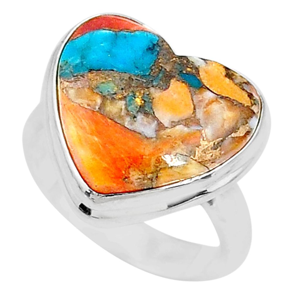 12.36cts solitaire spiny oyster arizona turquoise 925 silver ring size 7 t10315