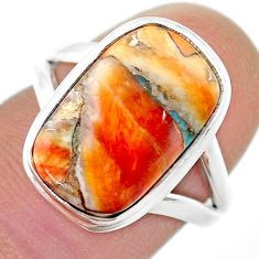 7.27cts solitaire spiny oyster arizona turquoise 925 silver cocktail ring size 7 u44317