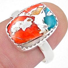 5.66cts solitaire spiny oyster arizona turquoise 925 silver ring size 7 u50170
