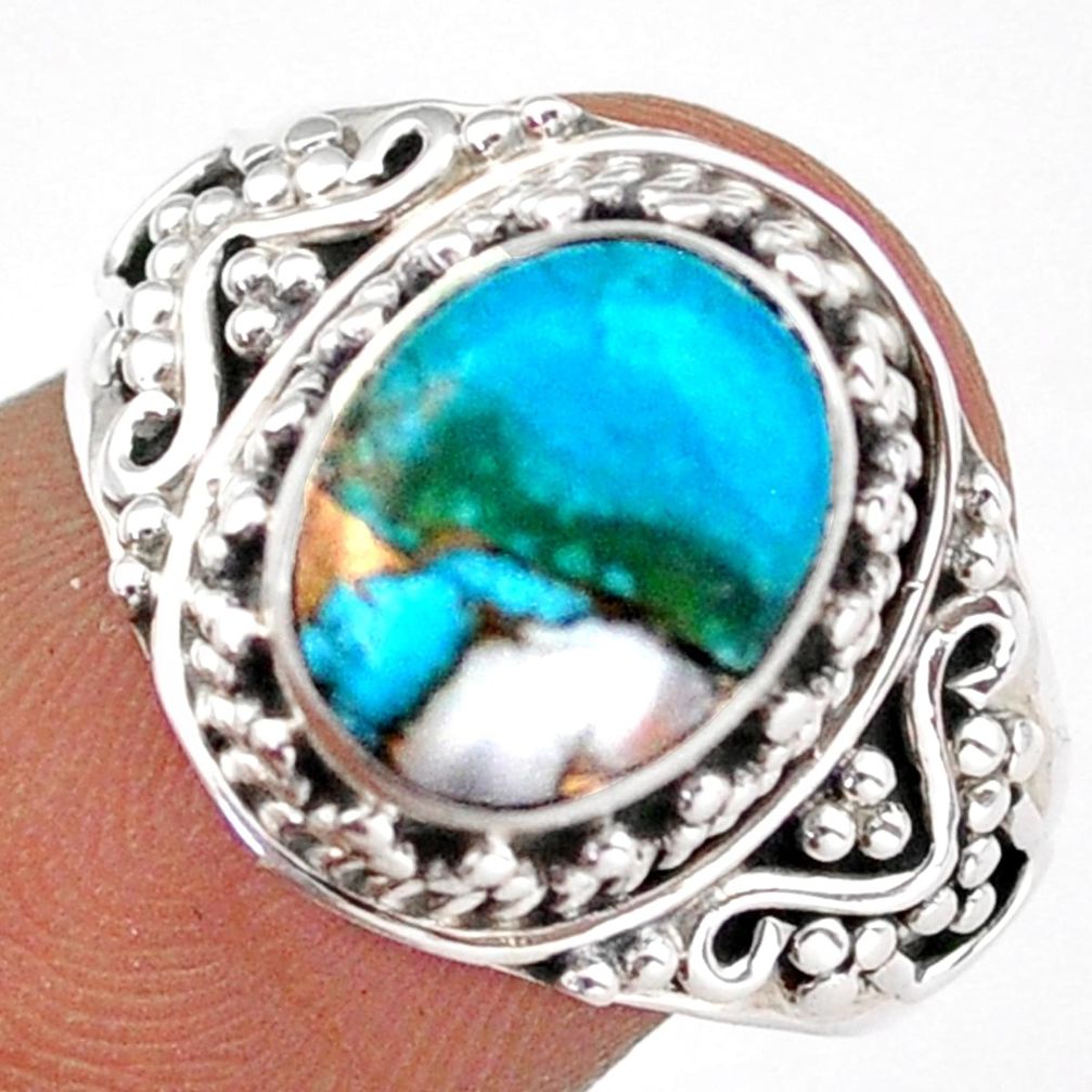 3.72cts solitaire spiny oyster arizona turquoise 925 silver ring size 8 u5911