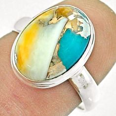 6.41cts solitaire spiny oyster arizona turquoise 925 silver ring size 7.5 u22949