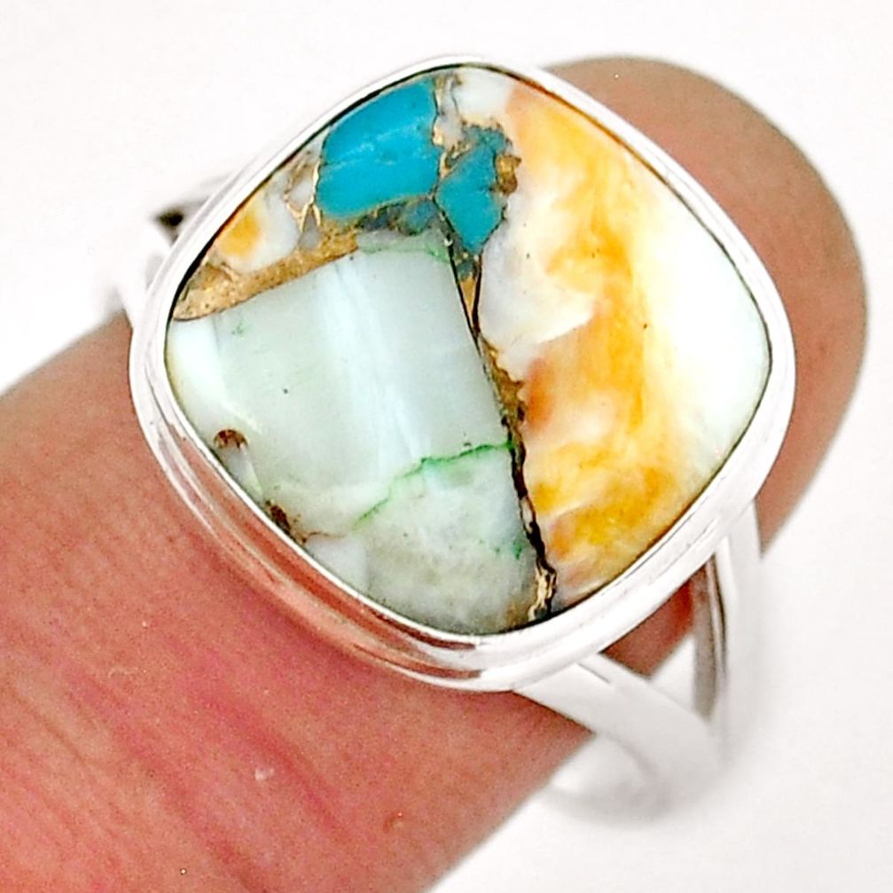 8.52cts solitaire spiny oyster arizona turquoise 925 silver ring size 9.5 y17341
