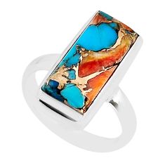 6.89cts solitaire spiny oyster arizona turquoise 925 silver ring size 7.5 y57465