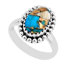 4.44cts solitaire spiny oyster arizona turquoise 925 silver ring size 6.5 y65553