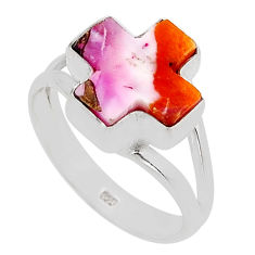 5.75cts solitaire spiny oyster arizona turquoise silver cross ring size 8 n10797