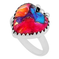 8.77cts solitaire spiny oyster arizona turquoise silver heart ring size 8 n32301
