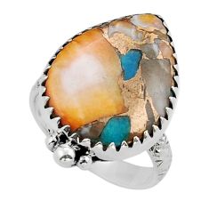 12.78cts solitaire spiny oyster arizona turquoise silver ring size 7.5 y27162