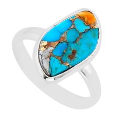 6.28cts solitaire spiny oyster arizona turquoise silver ring size 10.5 y67228