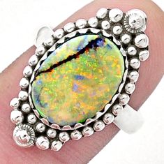 4.46cts solitaire sterling opal oval 925 sterling silver ring size 7.5 u54192