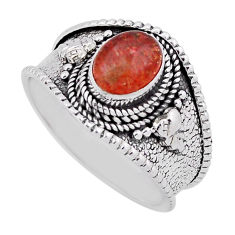 2.01cts solitaire sunstone (hematite feldspar) 925 silver ring size 9.5 n37562