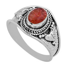 1.92cts solitaire sunstone (hematite feldspar) 925 silver ring size 9.5 n42896