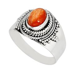 3.05cts solitaire sunstone (hematite feldspar) 925 silver ring size 7 y74180