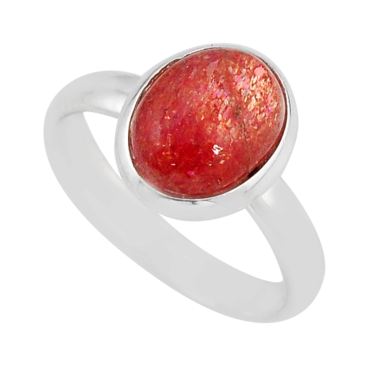 Solitaire Sunstone (hematite Feldspar) 925 Silver Ring