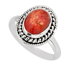 4.07cts solitaire sunstone (hematite feldspar) 925 silver ring size 7.5 y75200