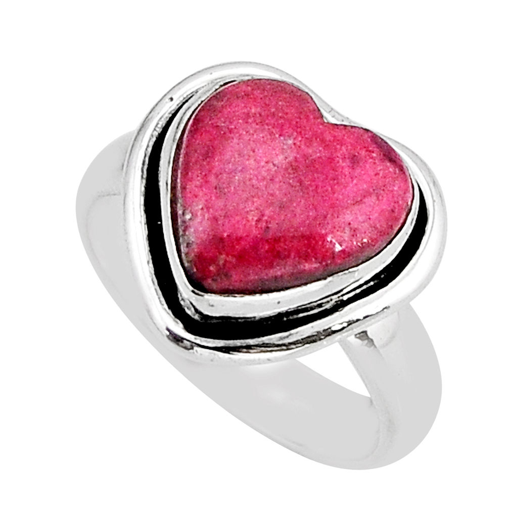 5.05cts solitaire thulite (unionite, pink zoisite) 925 silver ring size 5 y72205
